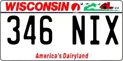 WI license plate 346NIX