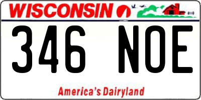 WI license plate 346NOE