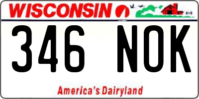WI license plate 346NOK