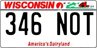 WI license plate 346NOT