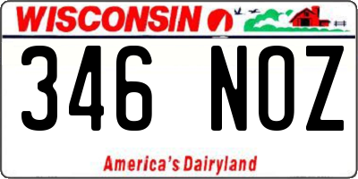 WI license plate 346NOZ