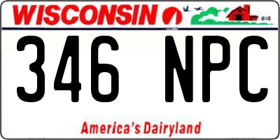 WI license plate 346NPC