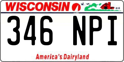 WI license plate 346NPI