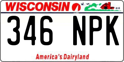 WI license plate 346NPK