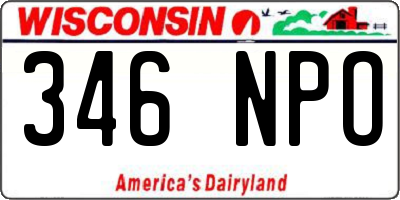 WI license plate 346NPO