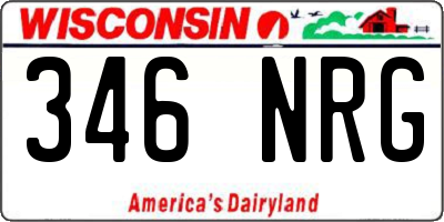 WI license plate 346NRG