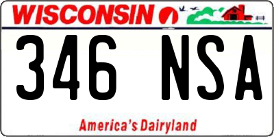 WI license plate 346NSA