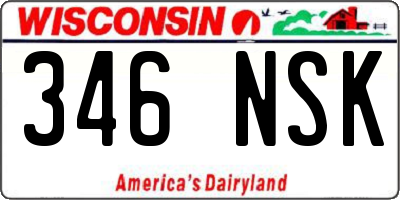 WI license plate 346NSK