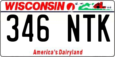 WI license plate 346NTK