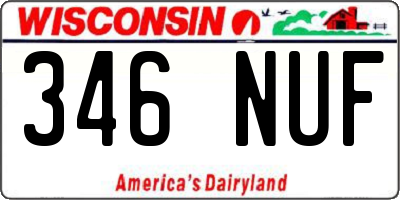 WI license plate 346NUF