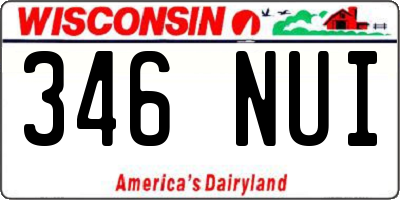 WI license plate 346NUI