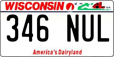 WI license plate 346NUL