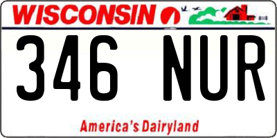 WI license plate 346NUR