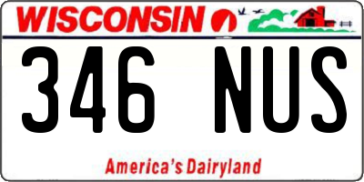 WI license plate 346NUS