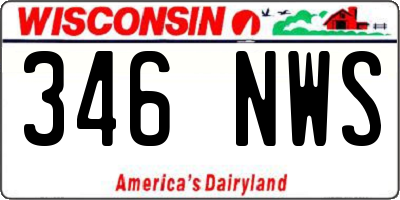 WI license plate 346NWS