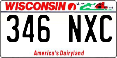 WI license plate 346NXC