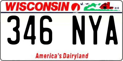 WI license plate 346NYA