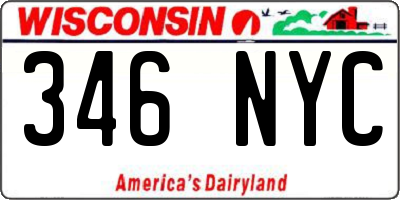 WI license plate 346NYC