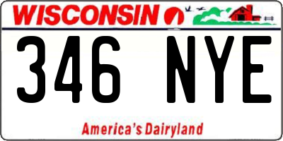 WI license plate 346NYE