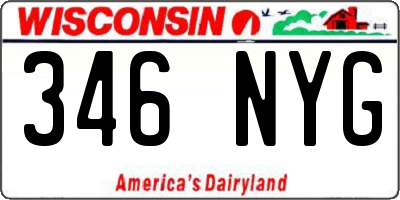 WI license plate 346NYG