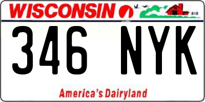 WI license plate 346NYK