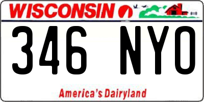 WI license plate 346NYO