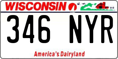 WI license plate 346NYR