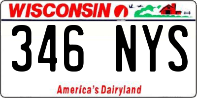 WI license plate 346NYS