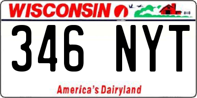 WI license plate 346NYT