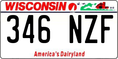 WI license plate 346NZF