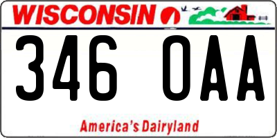 WI license plate 346OAA