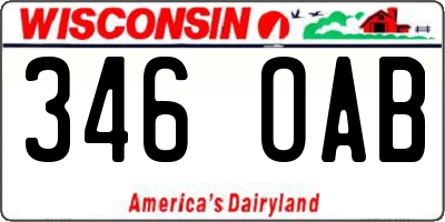 WI license plate 346OAB
