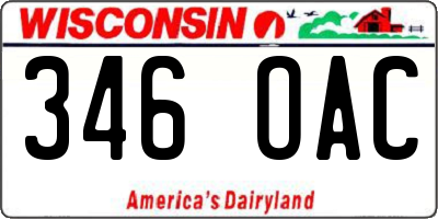 WI license plate 346OAC