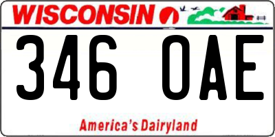 WI license plate 346OAE