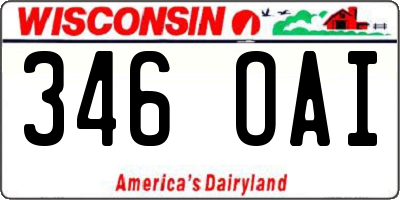WI license plate 346OAI