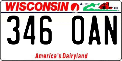 WI license plate 346OAN
