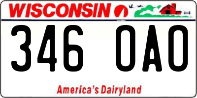 WI license plate 346OAO