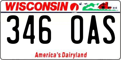WI license plate 346OAS