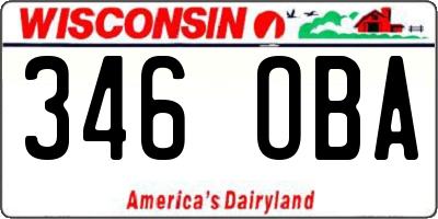 WI license plate 346OBA