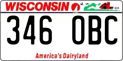 WI license plate 346OBC