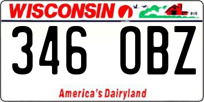 WI license plate 346OBZ