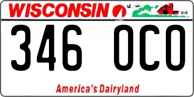 WI license plate 346OCO