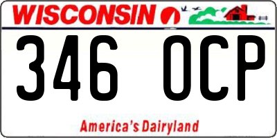 WI license plate 346OCP