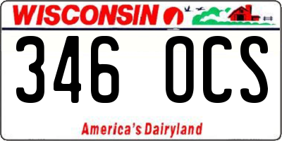 WI license plate 346OCS