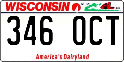 WI license plate 346OCT