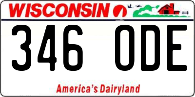WI license plate 346ODE
