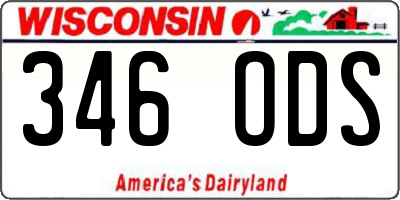 WI license plate 346ODS