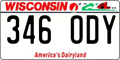 WI license plate 346ODY