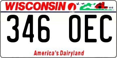 WI license plate 346OEC