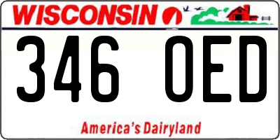 WI license plate 346OED